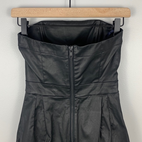 French Connection Strapless Faux Leather Mini Dress Black Size 2 - Picture 4 of 10
